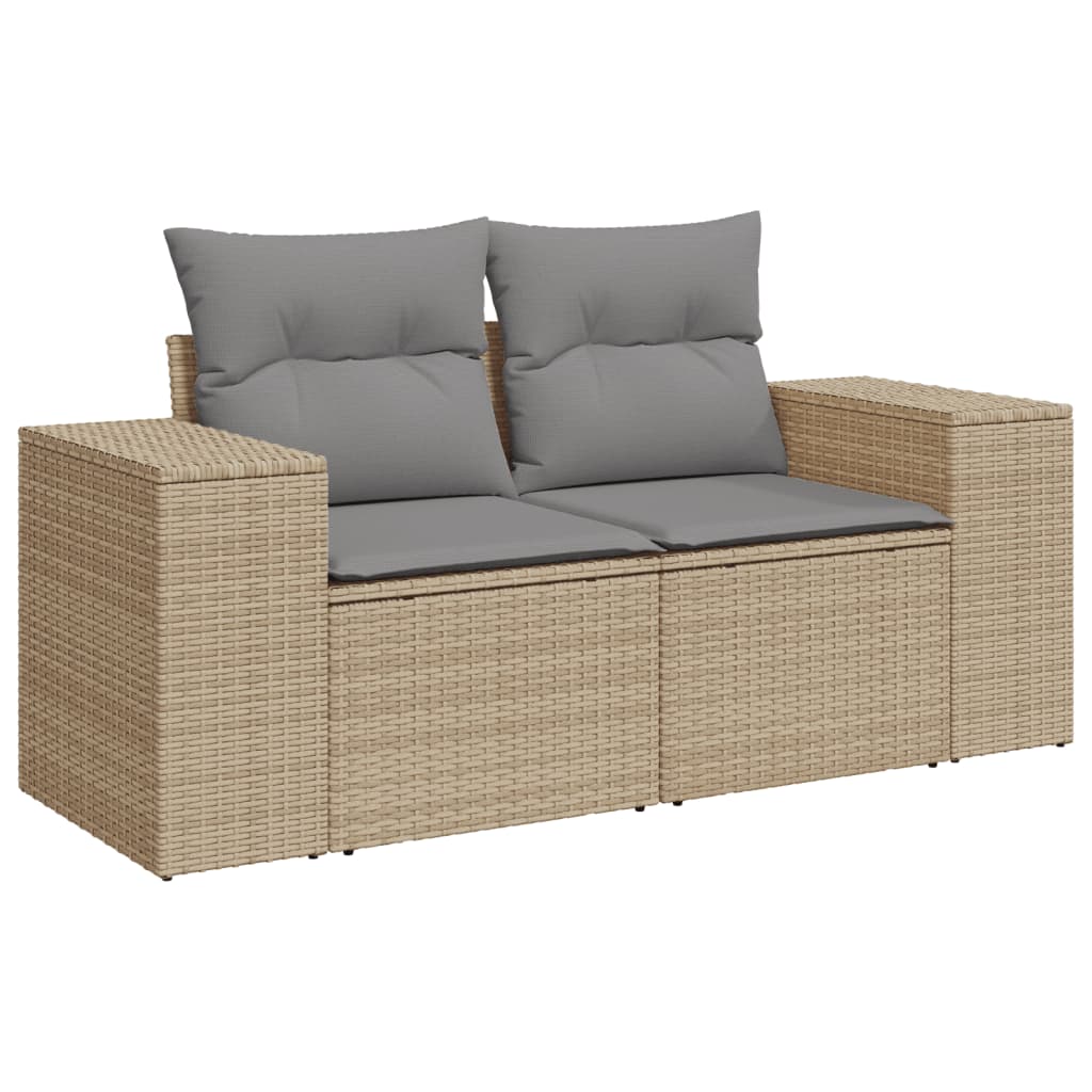 vidaXL Salon de jardin 7 pièces avec coussins en résine tressée beige