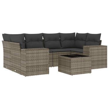 vidaXL Ensemble de canapés de jardin 7 pcs avec coussins Gris Résine tressée