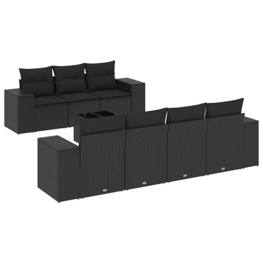 vidaXL Ensemble de canapés de jardin 8 pièces avec coussins résine tressée noir