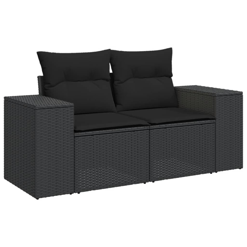 vidaXL Ensemble de canapés de jardin 8 pièces avec coussins résine tressée noir