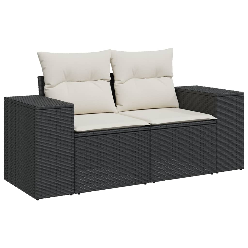 vidaXL Ensemble de canapés de jardin 8 pièces avec coussins résine tressée noir