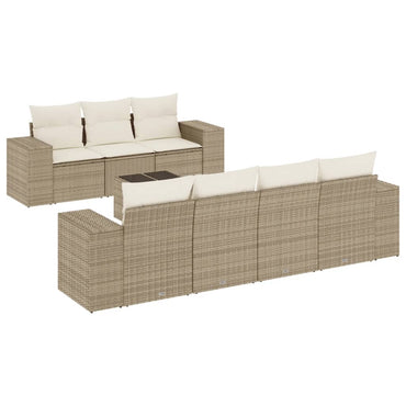 vidaXL Canapé d'angle de jardin 8 pcs avec coussins Résine tressée Beige