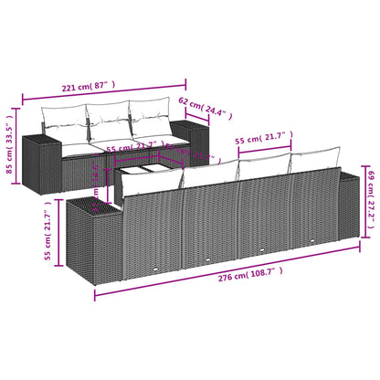 vidaXL 8-tlg. Garten-Sofagarnitur mit Kissen Beige Poly Rattan