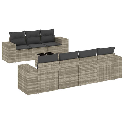 vidaXL Salon de jardin 8 pcs avec coussins Gris clair résine tressée