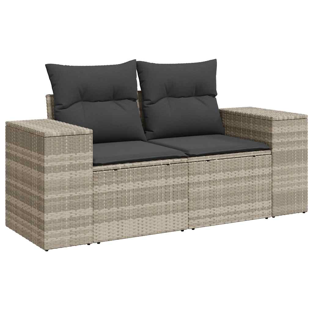 vidaXL Salon de jardin 8 pcs avec coussins Gris clair résine tressée