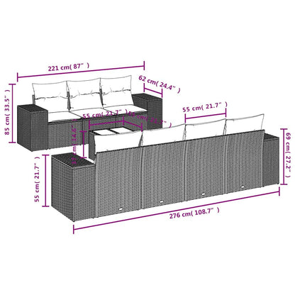 vidaXL Salon de jardin 8 pcs avec coussins Gris clair résine tressée