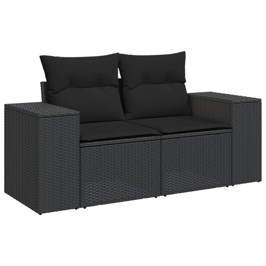 vidaXL Ensemble de canapés de jardin 8 pièces avec coussins résine tressée noir