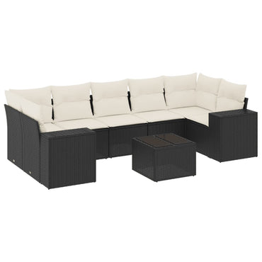vidaXL Ensemble de canapés de jardin 8 pièces avec coussins résine tressée noir