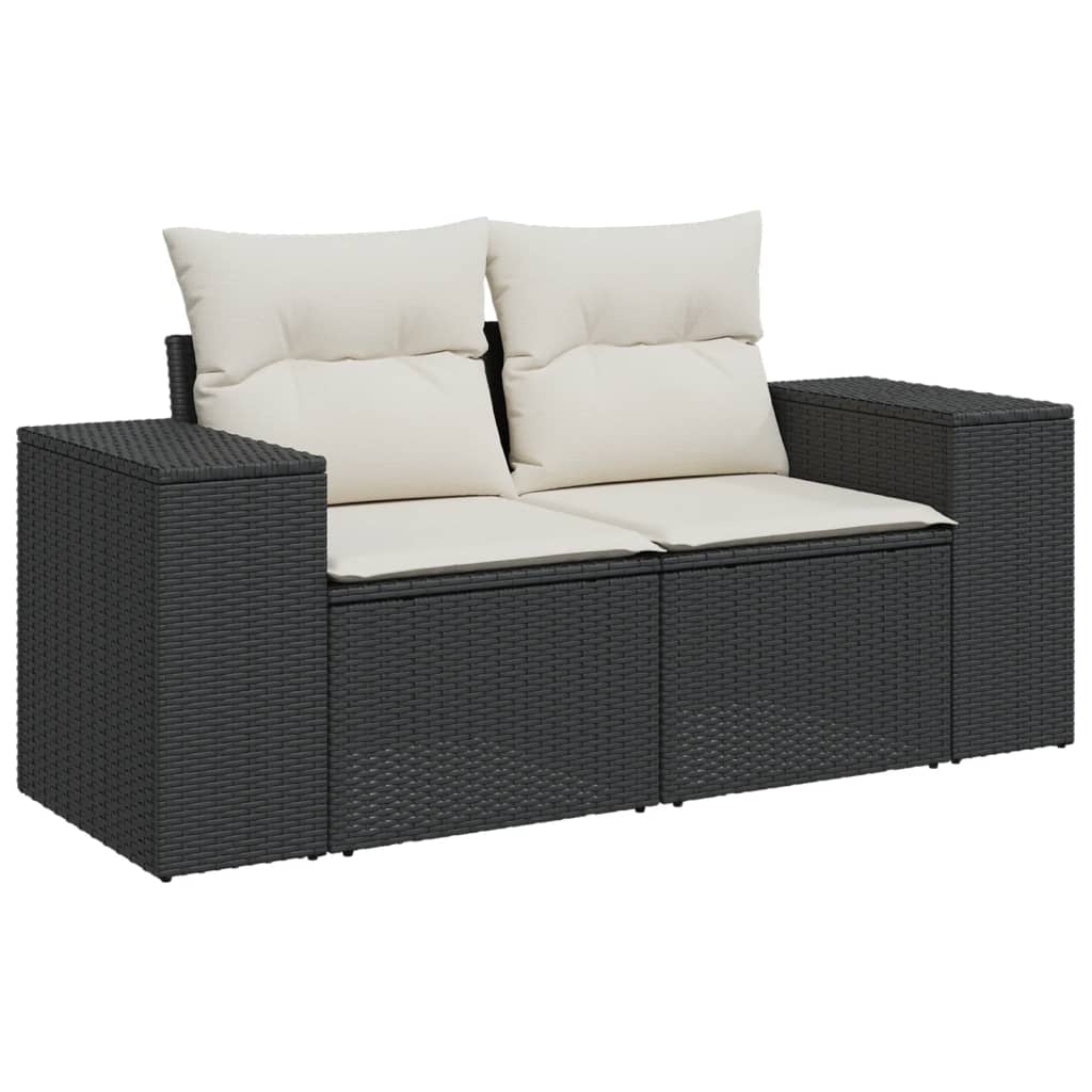 vidaXL Ensemble de canapés de jardin 8 pièces avec coussins résine tressée noir