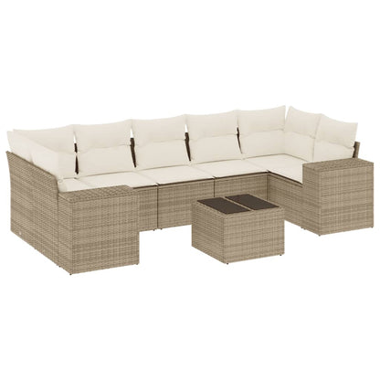 vidaXL Canapé d'angle de jardin 8 pcs avec coussins Résine tressée Beige