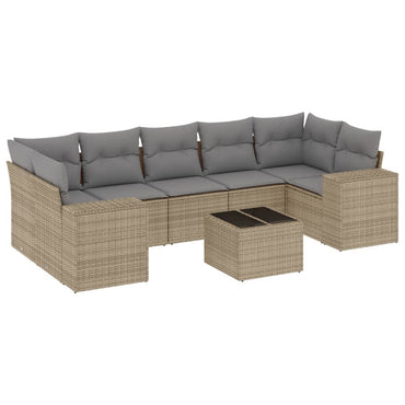 vidaXL Canapé d'angle de jardin 8 pcs avec coussins Résine tressée Beige