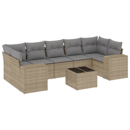 vidaXL Canapé d'angle de jardin 8 pcs avec coussins Résine tressée Beige