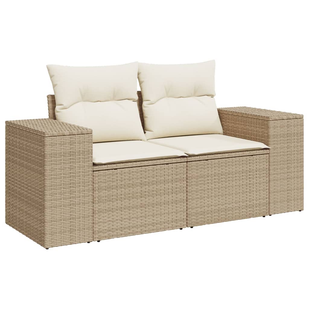 vidaXL Salon de jardin 9 pcs avec coussins Résine tressée Beige