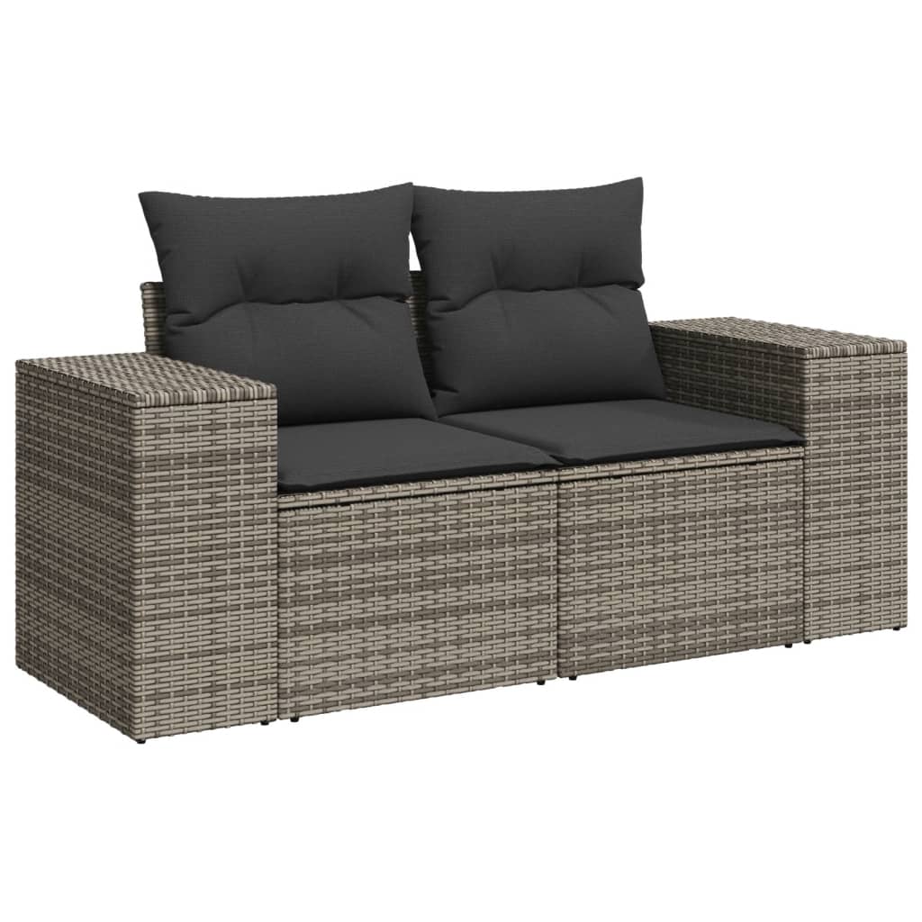 vidaXL Salon de jardin 9 pcs avec coussins Résine tressée Gris