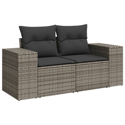 vidaXL Salon de jardin 9 pcs avec coussins Résine tressée Gris