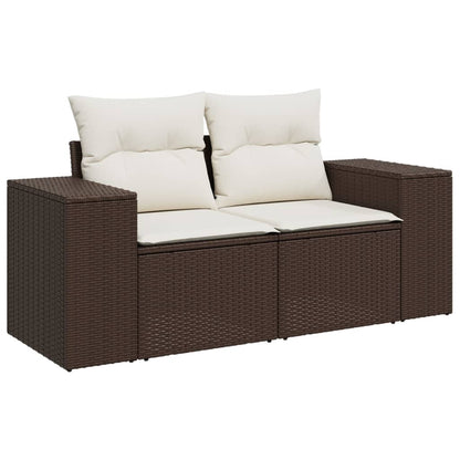 vidaXL Ensemble de canapés de jardin 9 pcs avec coussins résine tressée marron