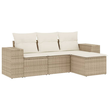 vidaXL Ensemble de canapés de jardin 4 pcs avec coussins en résine tressée beige
