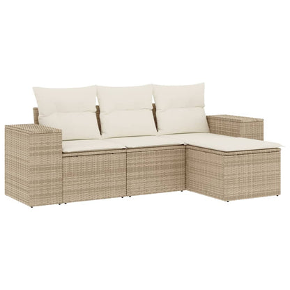 vidaXL Ensemble de canapés de jardin 4 pcs avec coussins en résine tressée beige