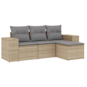 vidaXL Ensemble de canapés de jardin 4 pcs avec coussins en résine tressée beige