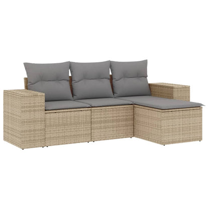 vidaXL Ensemble de canapés de jardin 4 pcs avec coussins en résine tressée beige