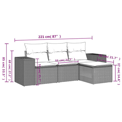 vidaXL Ensemble de canapés de jardin 4 pcs avec coussins en résine tressée beige