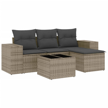 vidaXL Ensemble de canapés de jardin 5 pièces avec coussins en rotin synthétique gris