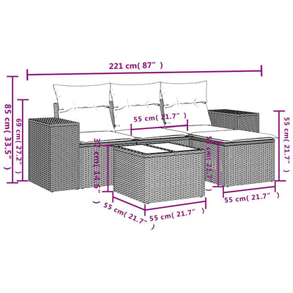 vidaXL Ensemble de canapés de jardin 5 pcs avec coussins Gris clair résine tressée