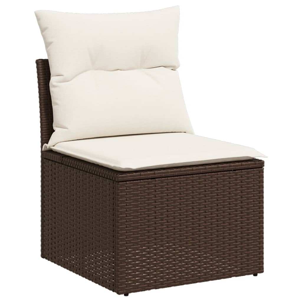 vidaXL Ensemble de canapés de jardin 5 pièces avec coussins, résine tressée marron