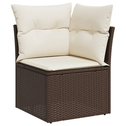 vidaXL Ensemble de canapés de jardin 5 pièces avec coussins, résine tressée marron