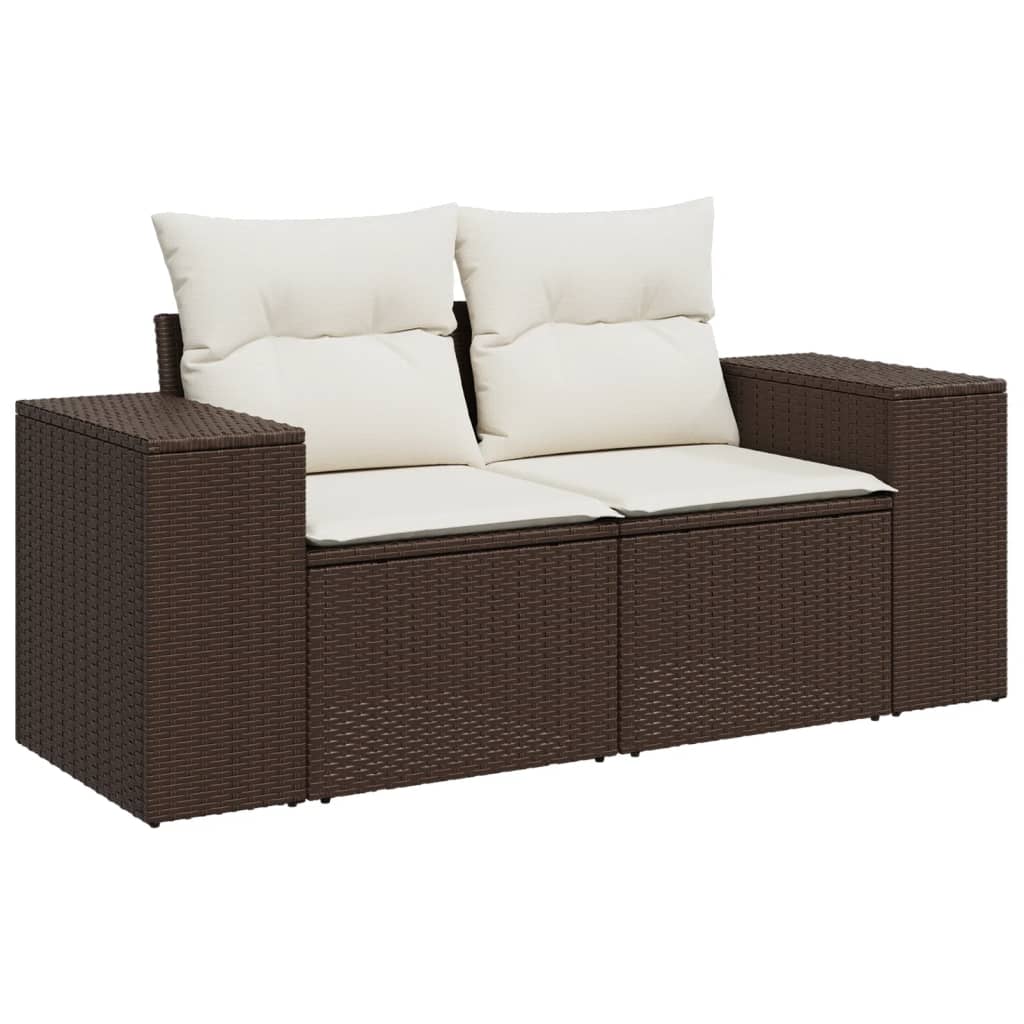 vidaXL Ensemble de canapés de jardin 5 pièces avec coussins, résine tressée marron