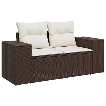 vidaXL Ensemble de canapés de jardin 5 pièces avec coussins, résine tressée marron
