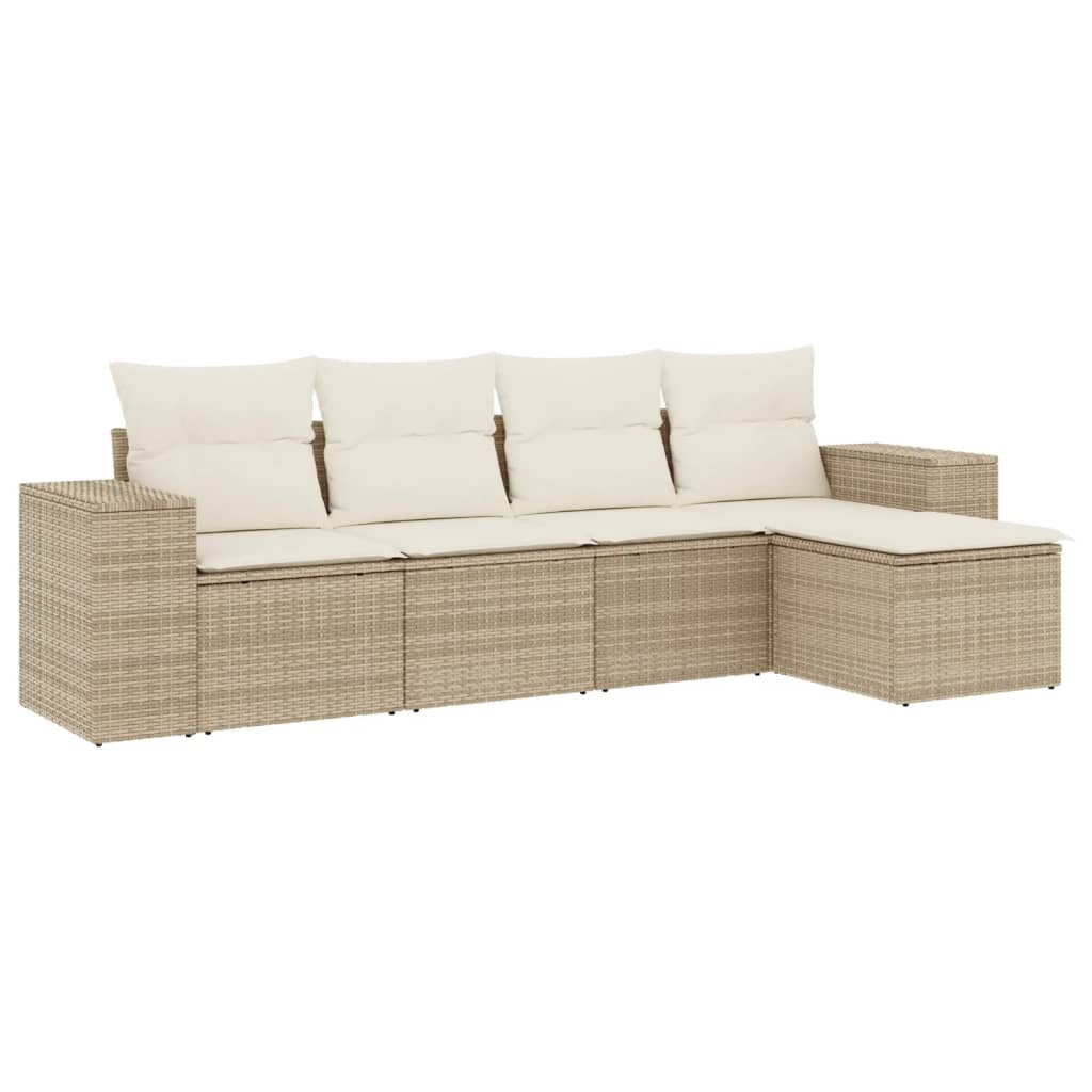 vidaXL Ensemble de canapés de jardin 5 pcs avec coussins Beige résine tressée