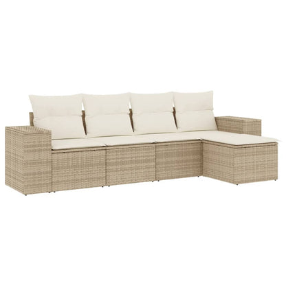 vidaXL Ensemble de canapés de jardin 5 pcs avec coussins Beige résine tressée