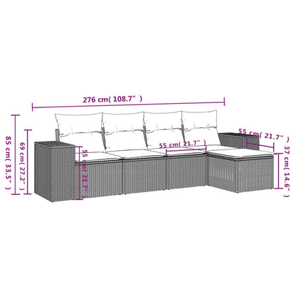 vidaXL Ensemble de canapés de jardin 5 pcs avec coussins Beige résine tressée
