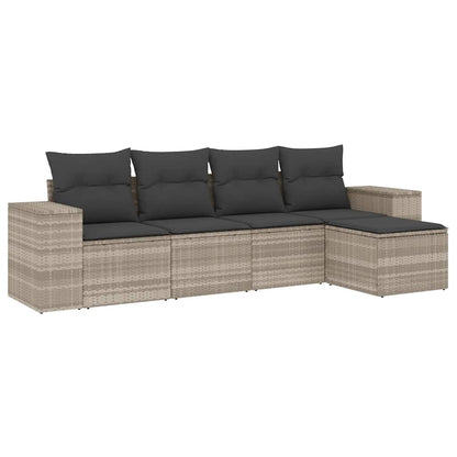 vidaXL Ensemble de canapés de jardin 5 pcs avec coussins Gris clair résine tressée
