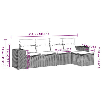 vidaXL Ensemble de canapés de jardin 5 pcs avec coussins Gris clair résine tressée