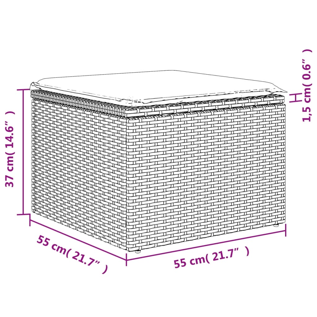 vidaXL 5-tlg. Garten-Sofagarnitur mit Kissen Braun Poly Rattan