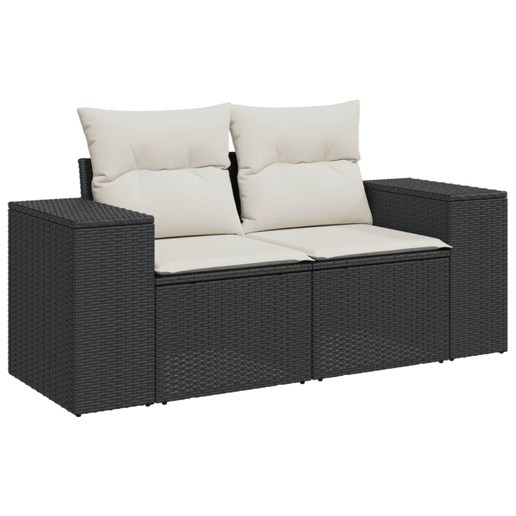 vidaXL Salon de jardin 6 pcs avec coussins Noir Résine tressée