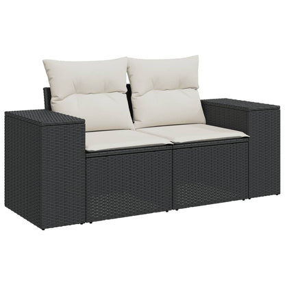 vidaXL Salon de jardin 6 pcs avec coussins Noir Résine tressée
