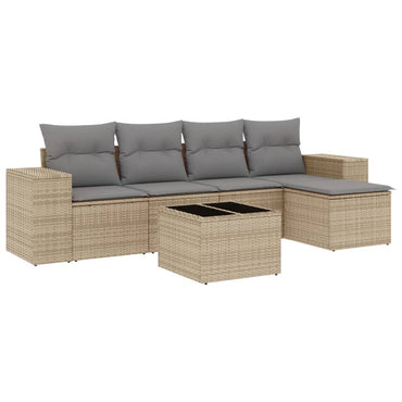 vidaXL Salon de jardin 6 pcs avec coussins beige résine tressée