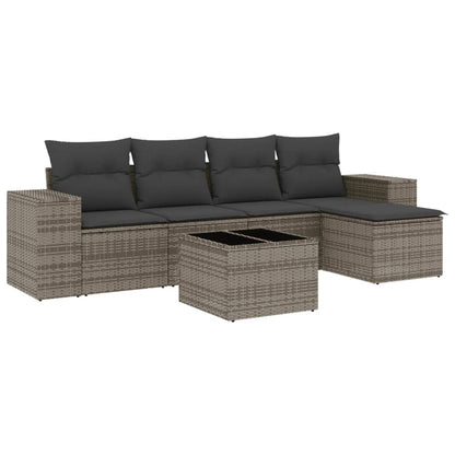 vidaXL Ensemble de canapés de jardin 6 pcs avec coussins gris résine tressée