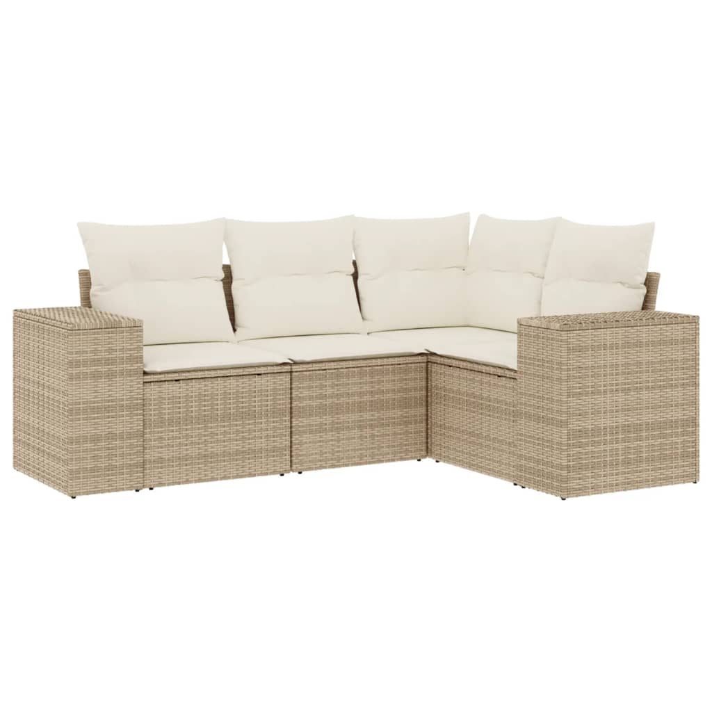 vidaXL Ensemble de canapés de jardin 4 pcs avec coussins en résine tressée beige