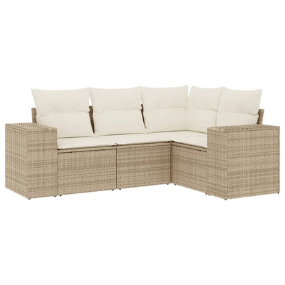 vidaXL Ensemble de canapés de jardin 4 pcs avec coussins en résine tressée beige
