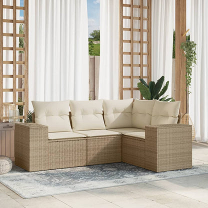vidaXL Ensemble de canapés de jardin 4 pcs avec coussins en résine tressée beige