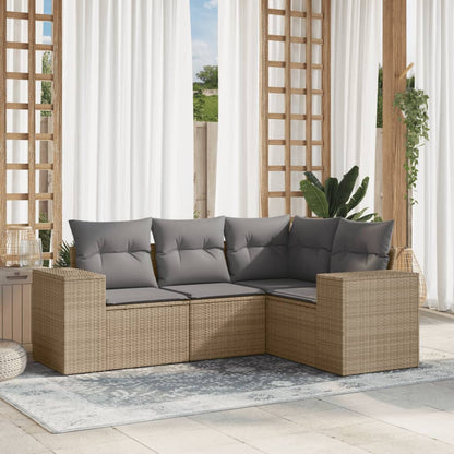 vidaXL Ensemble de canapés de jardin 4 pcs avec coussins en résine tressée beige