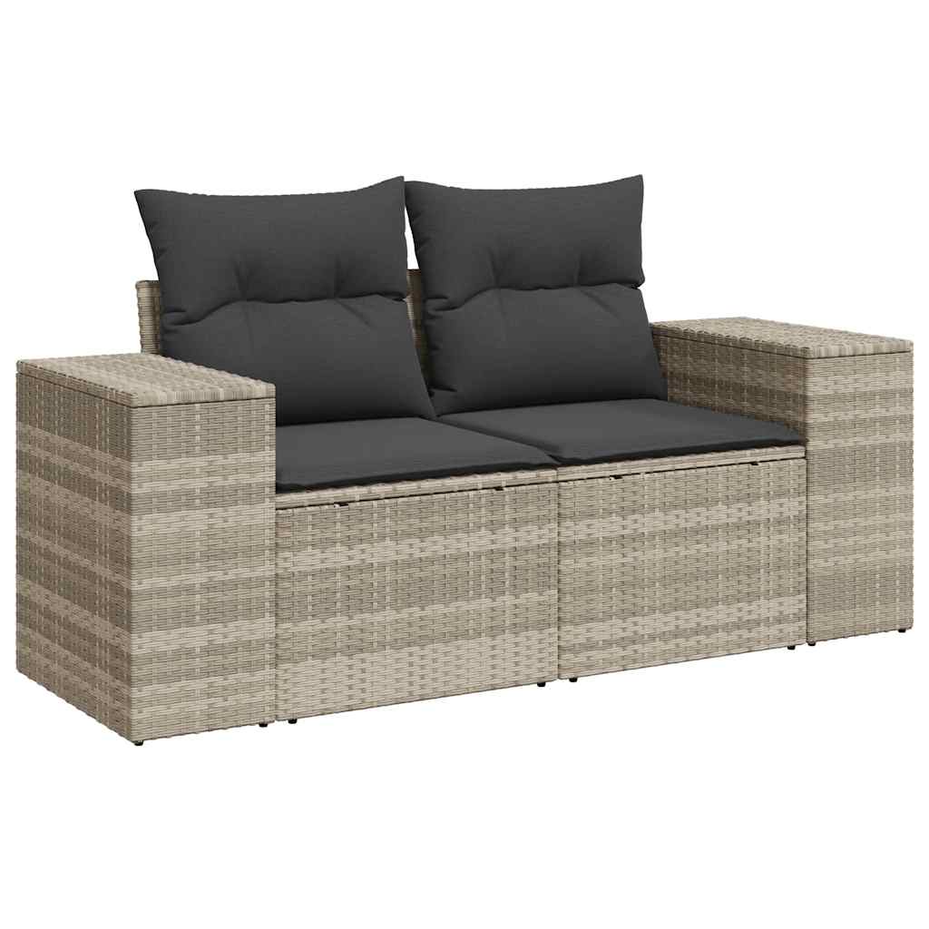 vidaXL Salon de jardin 4 pcs avec coussins Gris clair résine tressée
