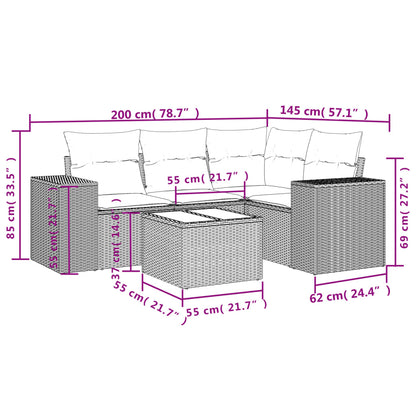 vidaXL Ensemble de canapés de jardin 5 pcs avec coussins Beige résine tressée