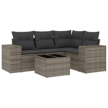 vidaXL Ensemble de canapés de jardin 5 pièces avec coussins en rotin synthétique gris