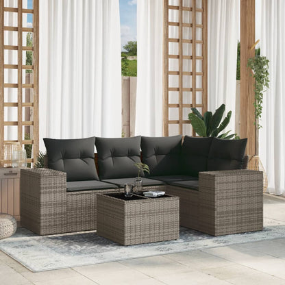 vidaXL Ensemble de canapés de jardin 5 pièces avec coussins en rotin synthétique gris