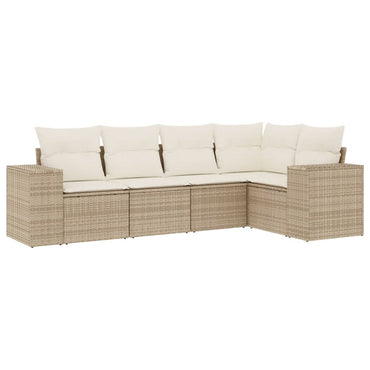 vidaXL Ensemble de canapés de jardin 5 pcs avec coussins Beige résine tressée